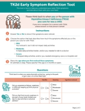 A tool for tracking early TK2d symptoms.